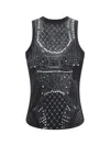Balmain Soft Tank Top With Faux Embroidery Print In Black