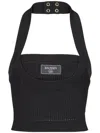 Balmain Ribbed Knit Halterneck Top In Black