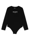 Balmain Cotton Logo Bodysuit (4-14 Years) In Black