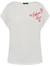 Balmain Graphic-print Short-sleeve T-shirt In Blanc / Rouge