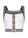 Balmain White Tweed Top In Blanc/noir/blanc/rose