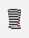 Balmain Boat-neck Face Mariniere Knit Tank Top In Black & White