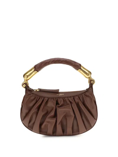Balmain Top Handle Bag In Brown