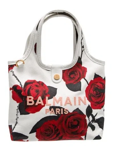 Pre-owned Balmain Top Handle Bag In White