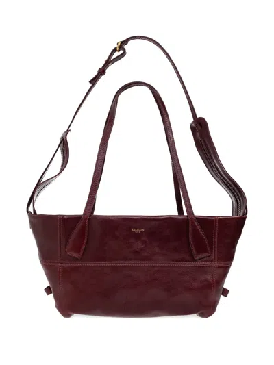 Balmain Top-handle Leather Tote Bag In Red