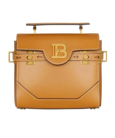 Balmain Top Handle Shoulder Bag In Brown