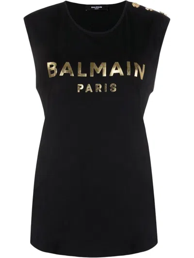 Balmain Top Logo Clothing In Black