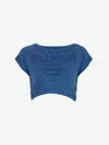 Balmain Embroidered Double Collar T-shirt In Navy Blue