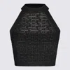 Balmain Sheer Geometric Halterneck Top With Metallic Threading In Black