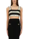 Balmain Striped Jacquard Crop Top In Multi
