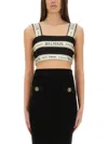 Balmain Striped Jacquard Crop Top In Multicolour
