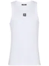 Balmain Logo-embroidered Tank Top In White