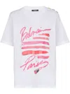 Balmain Cotton Jersey Crewneck T-shirt With Lipstick Print In White