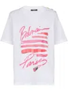 Balmain Cotton Jersey Crewneck T-shirt With Lipstick Print In White