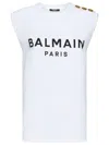 Balmain Logo Cotton Jersey Tank Top In White