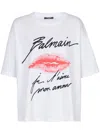 Balmain Graphic Kiss Print T-shirt With Relaxed Fit In White