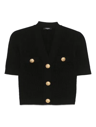 Balmain Top With Decorative Buttons In Black