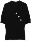 Balmain Wool Top With Buttons In Black