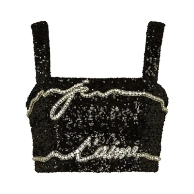 Balmain Sequinned Cropped Top In Black