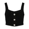 Balmain Tweed Crop Top In Black