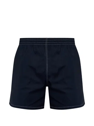Balmain Topstitch Logo Swim Shorts In Black