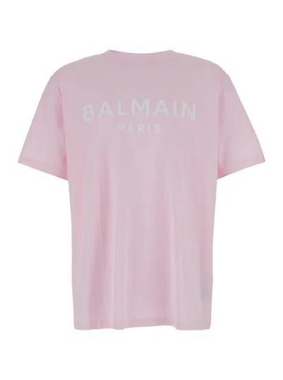 Balmain T-shirts In Light Pink/white