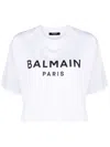 Balmain Logo Cotton Jersey Cropped T-shirt In White