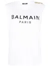 Balmain Logo Cotton Jersey Tank Top In White