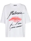 Balmain Graphic Kiss Print T-shirt With Relaxed Fit In White