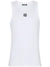 Balmain Logo-embroidered Tank Top In White
