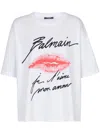 Balmain Graphic Kiss Print T-shirt With Relaxed Fit In White