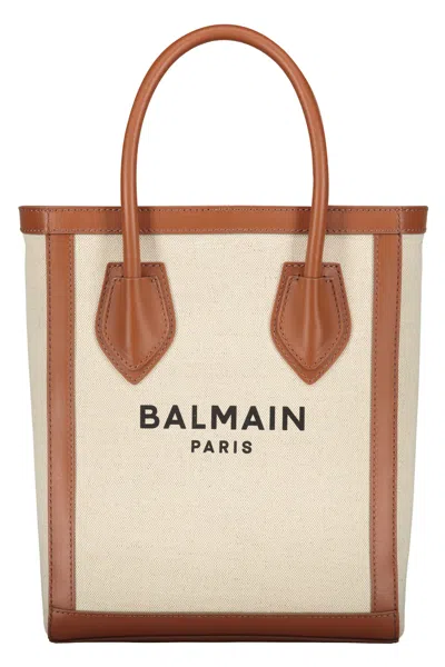 Balmain Tote Bag With Logo In Neutral