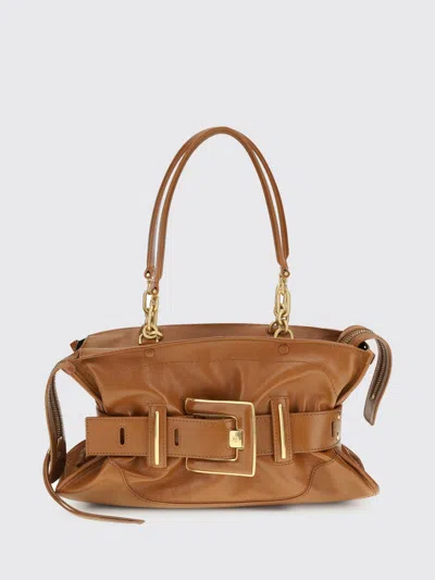 Balmain Anthem Buckled Shoulder Bag In Brown