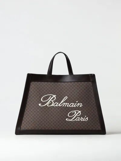 Balmain Mini Olivier's Cabas Tote Bag In Brown