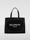 Balmain B-army Medium Shopper In Black And White Canvas And Leather In 白色