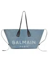 Balmain Track Denim Tote Bag In Blue