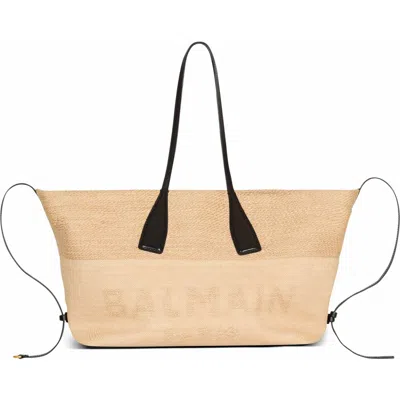 Balmain Track Raffia Tote Bag