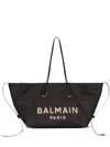 Balmain Track Rafia Tote In Black