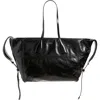 Balmain Track Shiny Leather Tote