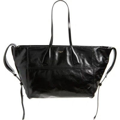 Balmain Track Shiny Leather Tote