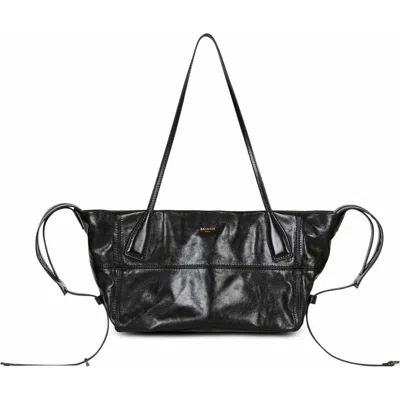 Balmain Track Shiny Leather Tote Bag