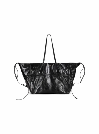 BALMAIN TRACK SHINY LEATHER TOTE BAG