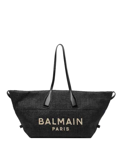 Balmain Track Shopping Bag In Black