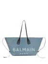 Balmain Track Shoulder Bag In Denim And Calfskin Leather