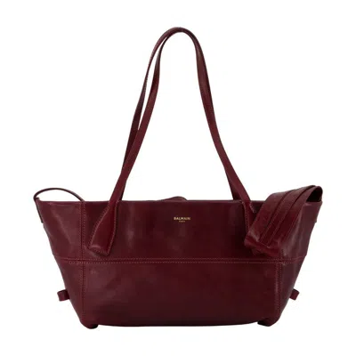 Balmain Track Zip Small Shoulder Bag In Purple