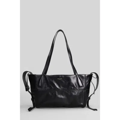 Balmain Track Zip Small Tote In Black Leather