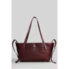 Balmain Track Zip Small Tote In Bordeaux Leather In Red