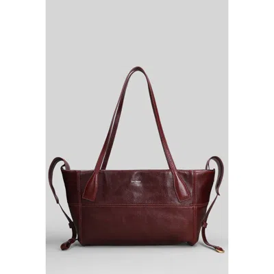 Balmain Track Zip Small Tote In Bordeaux Leather In Red