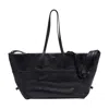 Balmain Small Track Shiny Leather Tote In Black