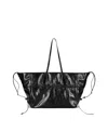 Balmain Track Zips Calfskin Tote Bag In Black